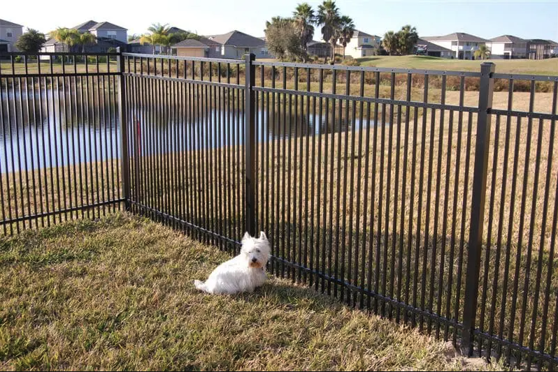 Black aluminum pool and pond safety fence