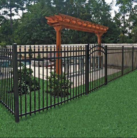 Black aluminum spear-top fence