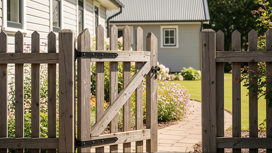 Wood picket garden gate